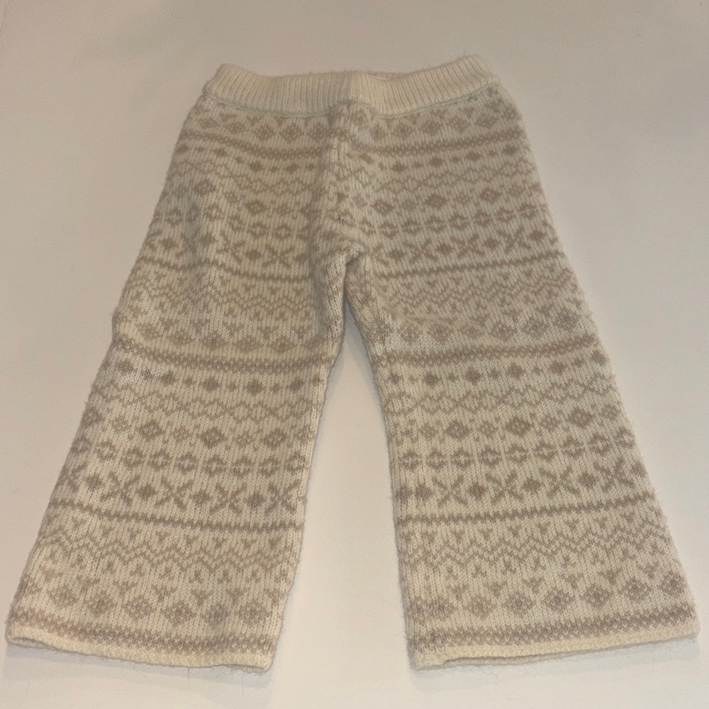 Zara Kids Cream and Brown JACQUARD KNIT PANTS SKI COLLECTION